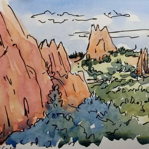 Garden of the Gods Ink & Watercolor