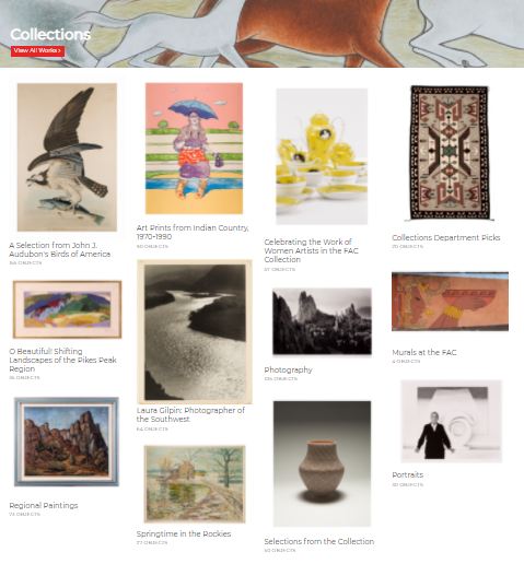 An image of the FAC museum's digital collection home page
